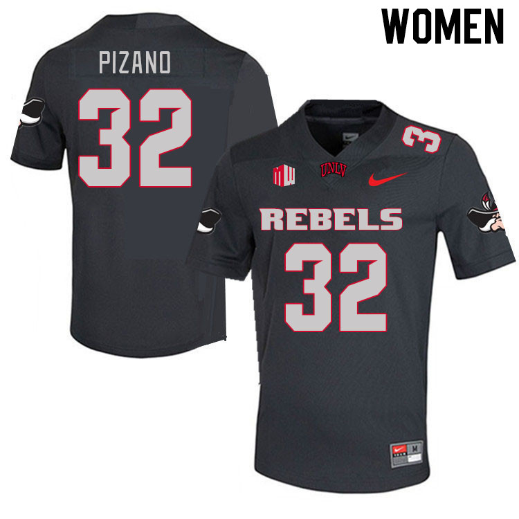 Women #32 Jose Pizano UNLV Rebels 2023 College Football Jerseys Stitched-Charcoal - Click Image to Close
